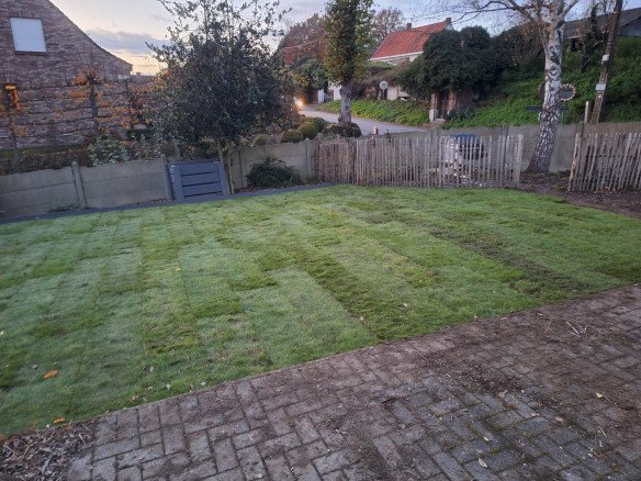 Gras verticuteren en opnieuw inzaaien Nazareth, Oost-Vlaanderen